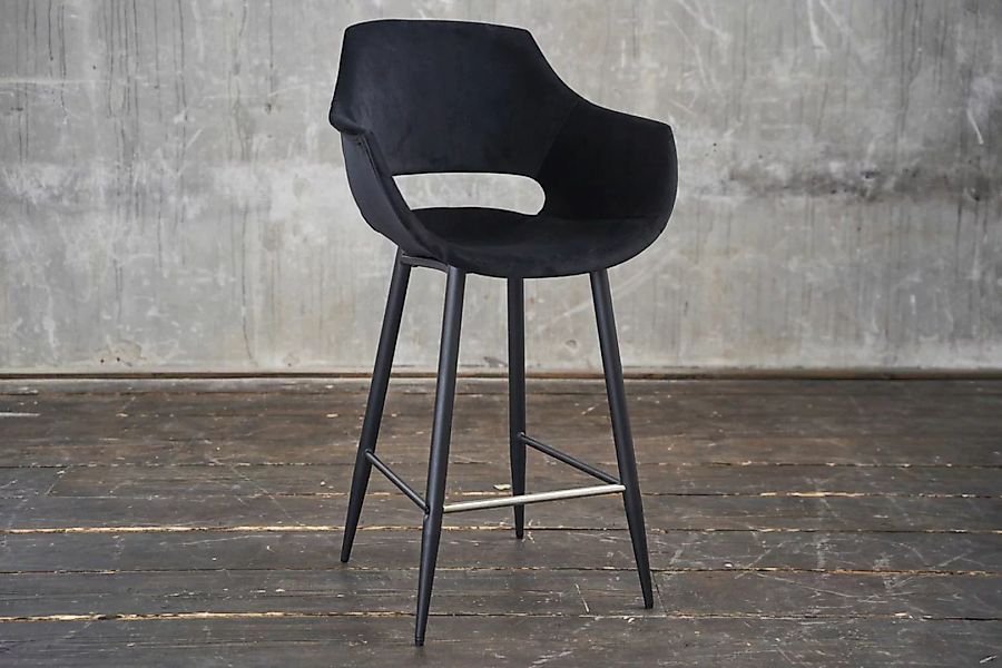 KAWOLA Thekenhocker ZAJA Barstuhl Sitzhöhe 65 cm Velvet schwarz günstig online kaufen