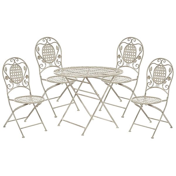Beliani Gartentisch Set BIVIO Cremeweiß 90x90x93 günstig online kaufen
