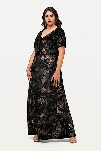 Ulla Popken Cocktailkleid Abendkleid Samt V-Ausschnitt günstig online kaufen