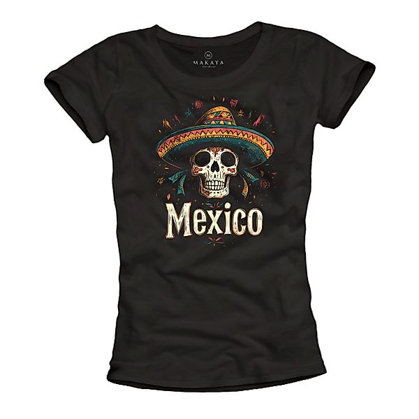 MAKAYA Print-Shirt Damen Mexikanischer Totenkopf Mexiko günstig online kaufen