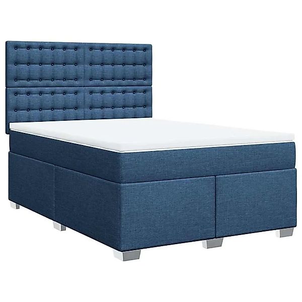 vidaXL Boxspringbett mit Matratze Blau 140x190 cm Stoff 3290503 günstig online kaufen