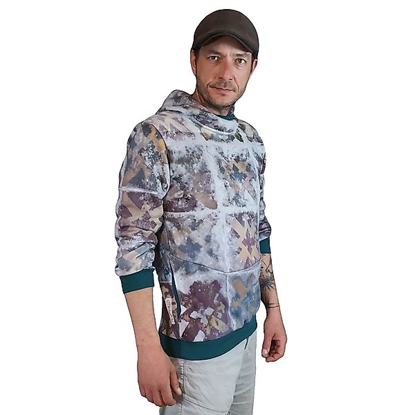 Pullover Hoodie Sweater Grau Bunt Gemustert Aus Biobaumwolle günstig online kaufen