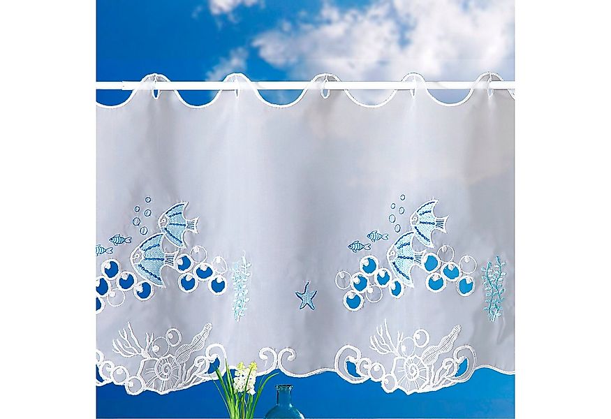 heimtexland Scheibengardine Badezimmer Deko Gardine maritim bestickt 45x112 günstig online kaufen