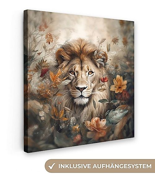 OneMillionCanvasses® Leinwandbild Löwe - Wildtiere - Pflanzen - Natur - Blu günstig online kaufen