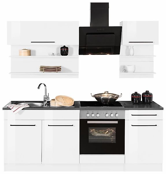 KOCHSTATION "KS-Tulsa" Breite 210 cm, schwarze Metallgriffe, hochwertige MD günstig online kaufen