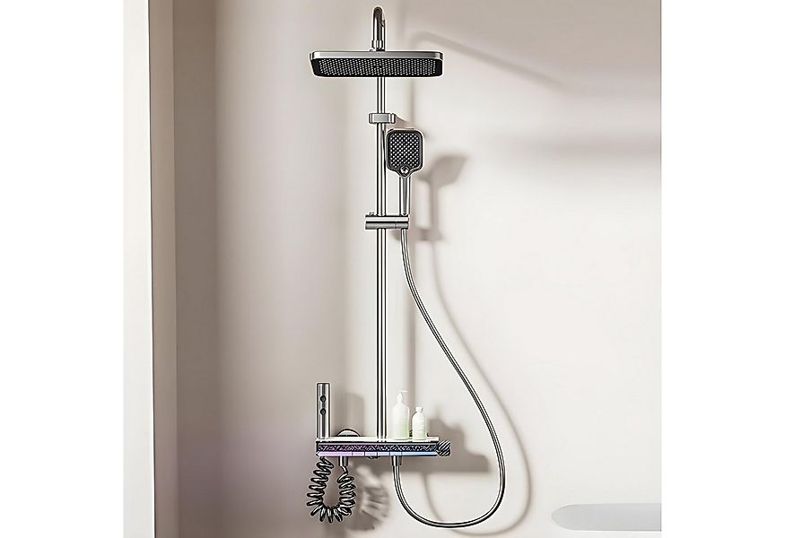 LuxaSteel Duscharmatur Thermostat Duschsystem grau – 4-in-1 Duschpaneel mit günstig online kaufen