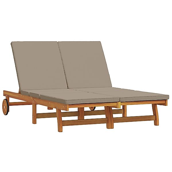 vidaXL Doppel-Sonnenliege mit Rädern und Kissen Massivholz Akazie 3325191 günstig online kaufen