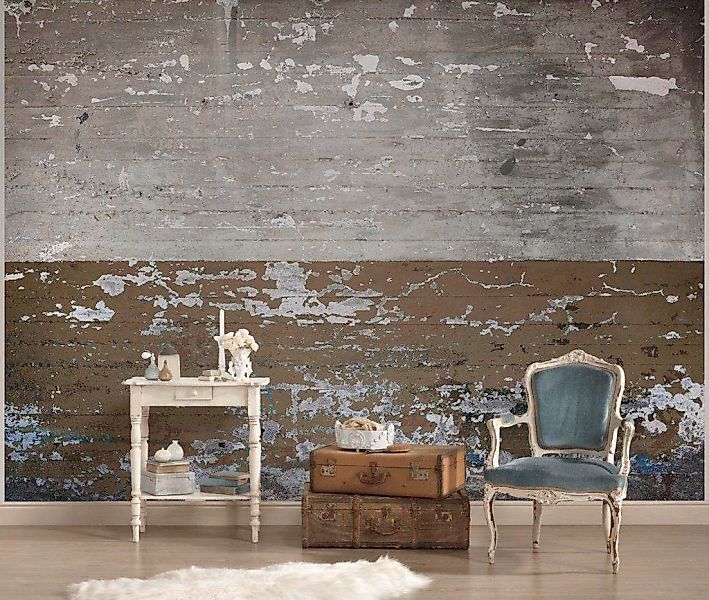 living walls Fototapete »Beton Vintage«, Fototapete Betonwand Grau Beige 3, günstig online kaufen
