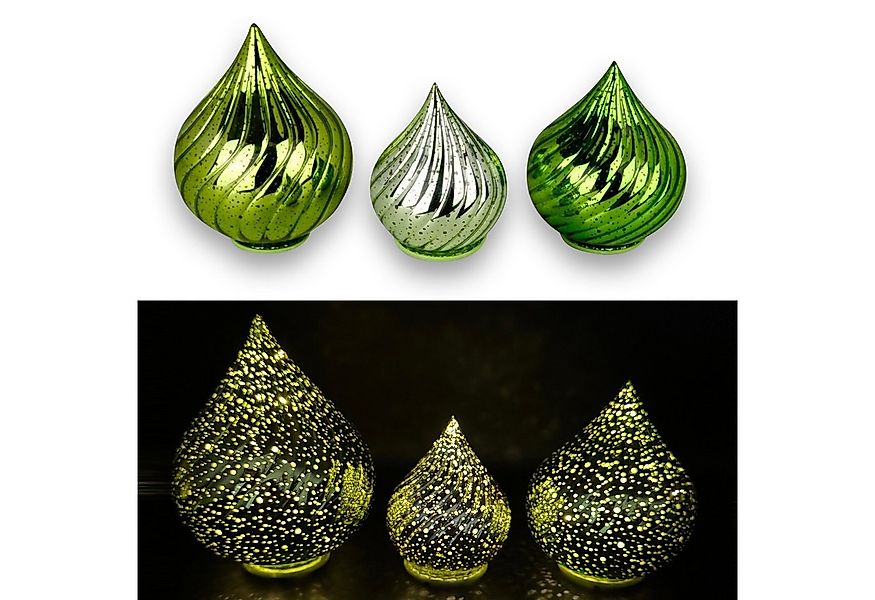 Online-Fuchs LED Dekolicht - 3 Glastropfen mit LED-Lichterkette, Funkeleffe günstig online kaufen