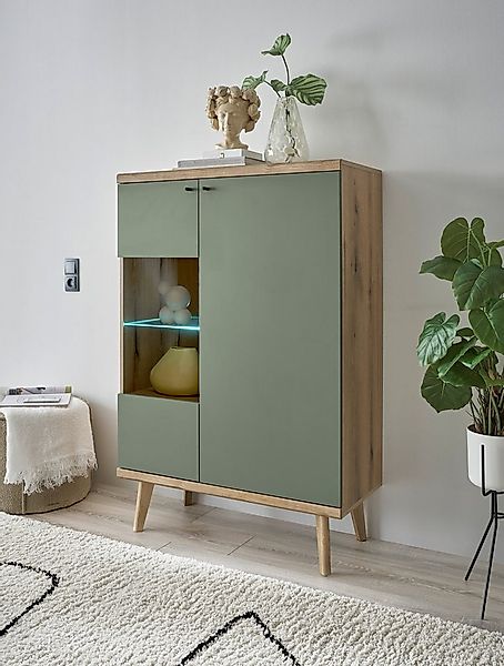Home affaire Vitrine MAVAS in moderner Trendfarbe, Giffe aus Metall (Schwar günstig online kaufen