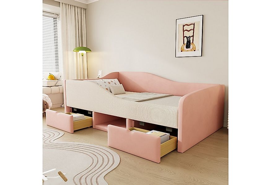 Flieks Polsterbett, Kinderbett Einzelbett 90x190cm mit 2 Schubladen und off günstig online kaufen