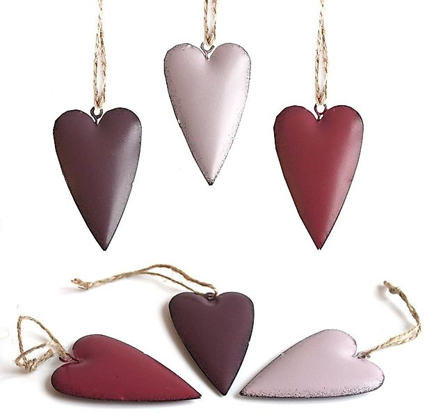 LB H&F Lilienburg Hängedekoration 6er SET Herz Herzen Metall Hängedekoratio günstig online kaufen