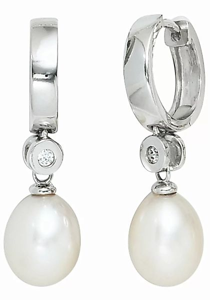 JOBO Perlenohrringe, 925 Silber mit Süßwasser-Zuchtperlen und Zirkonia günstig online kaufen