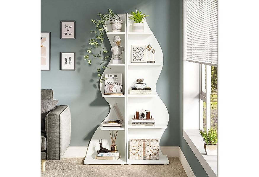 Tribesigns Eckregal 5-stöckiges Wand-Eck-Bücherregal, Ecke Bücherregal Aufb günstig online kaufen