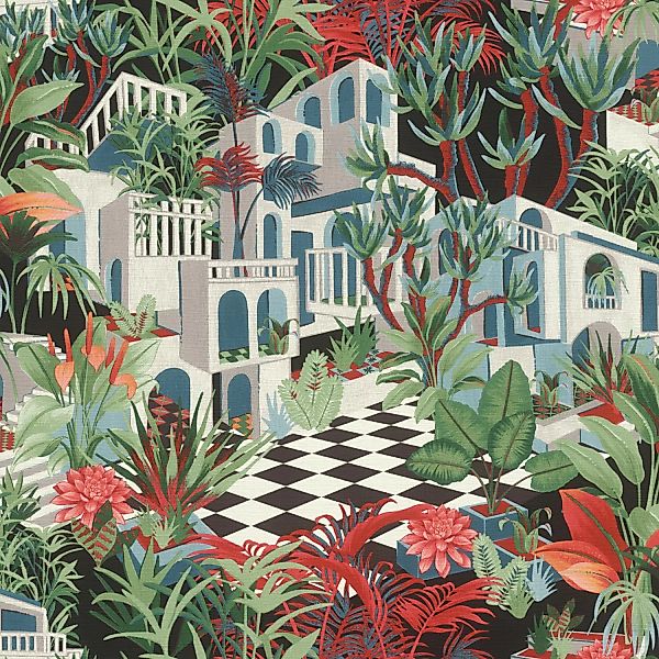 Rasch Vliestapete Tropical House 687408 Landschaft Ziegelrot 10,05 m x 0,53 günstig online kaufen