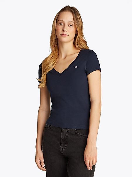 Tommy Jeans Kurzarmshirt "TJW SLIM V-NECK TEE" mit Logo-Stickerei günstig online kaufen