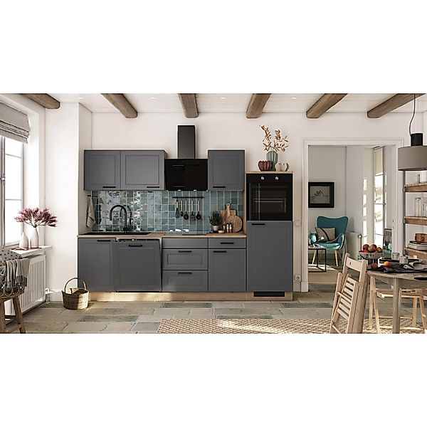 Flex-Well Exclusiv Küche 2327-000 Romeo 280 cm Anthrazit matt-Cosmopolitan günstig online kaufen