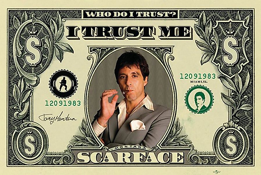 PYRAMID Poster Scarface Dollarschein (Who do I Trust) 91,5 x 61 cm günstig online kaufen