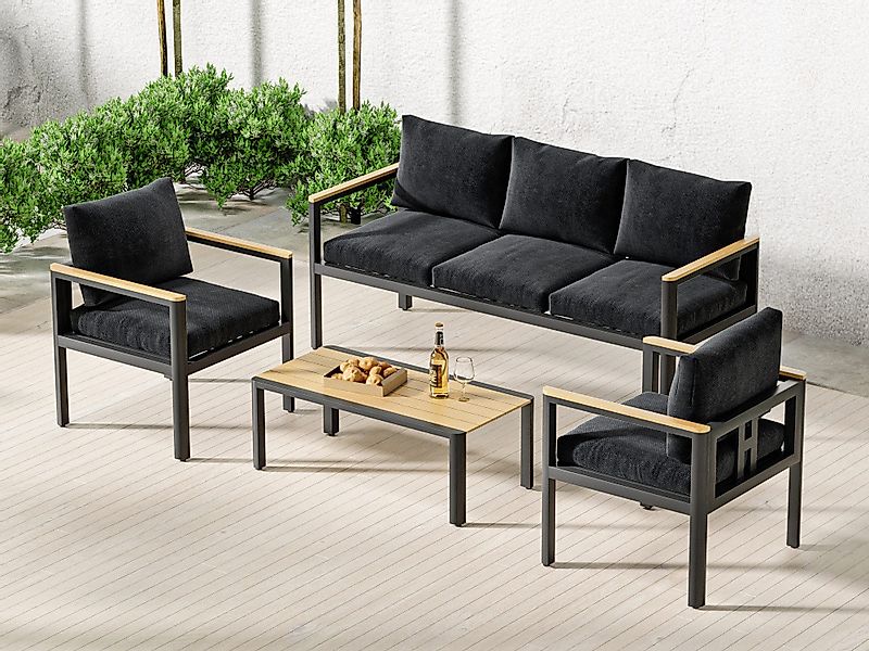 MeXo Gartenlounge-Set, (Gartenmöbel Set Aluminium, 4-tlg., günstig online kaufen