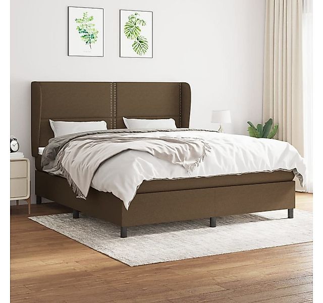 vidaXL Boxspringbett, Boxspringbett mit Matratze Dunkelbraun 160x200 cm Sto günstig online kaufen