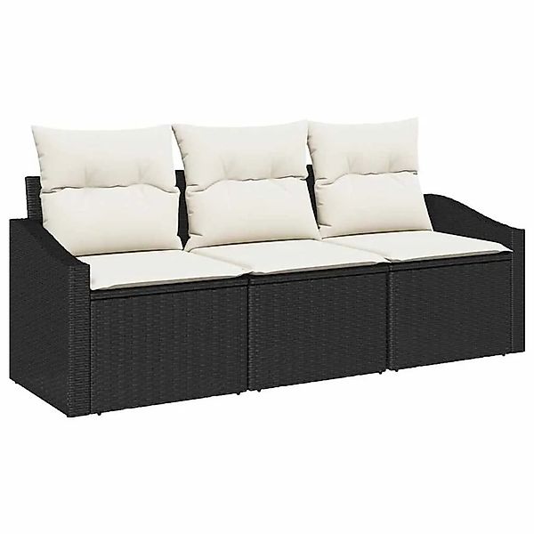 vidaXL Gartensofa-set mit Kissen 3-Tlg Schwarz und Weiß Poly-Rattan 3355246 günstig online kaufen