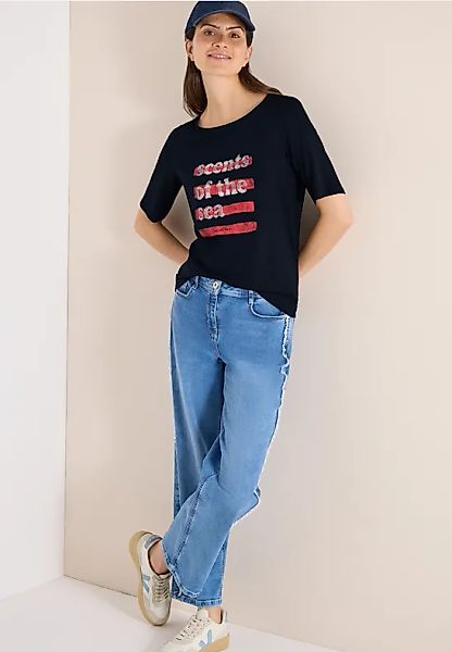 T-Shirt mit Boatneck und Wording günstig online kaufen