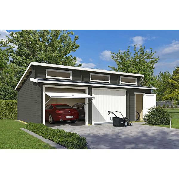 Lasita Garage Hawaii Set mit Schwingtoren 780 cm x 520 cm Grau-Grün günstig online kaufen