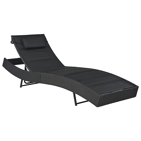 furnicato Sonnenliege Poly Rattan und Textilene Schwarz günstig online kaufen