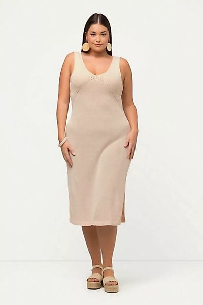 Ulla Popken Midikleid Strick-Midikleid V-Ausschnitt ärmellos günstig online kaufen