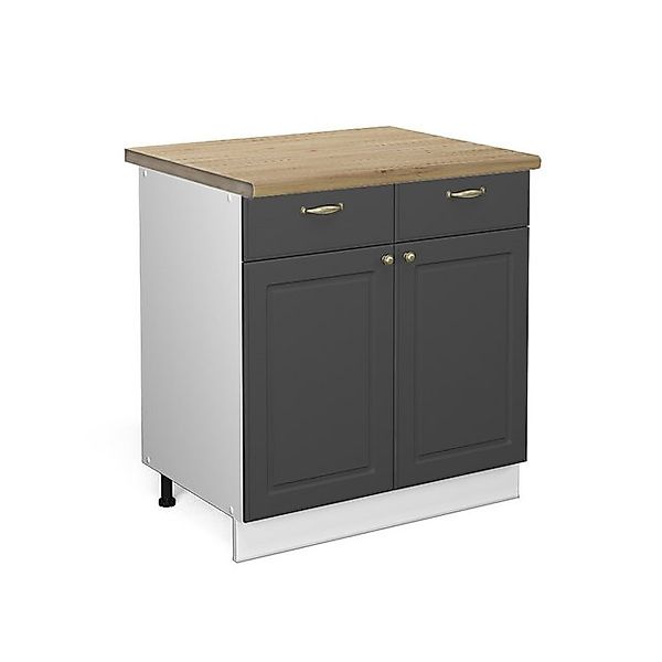 Vicco Küchenunterschrank Fame-Line Anthrazit-Gold/Weiß 80 cm AP Eiche günstig online kaufen