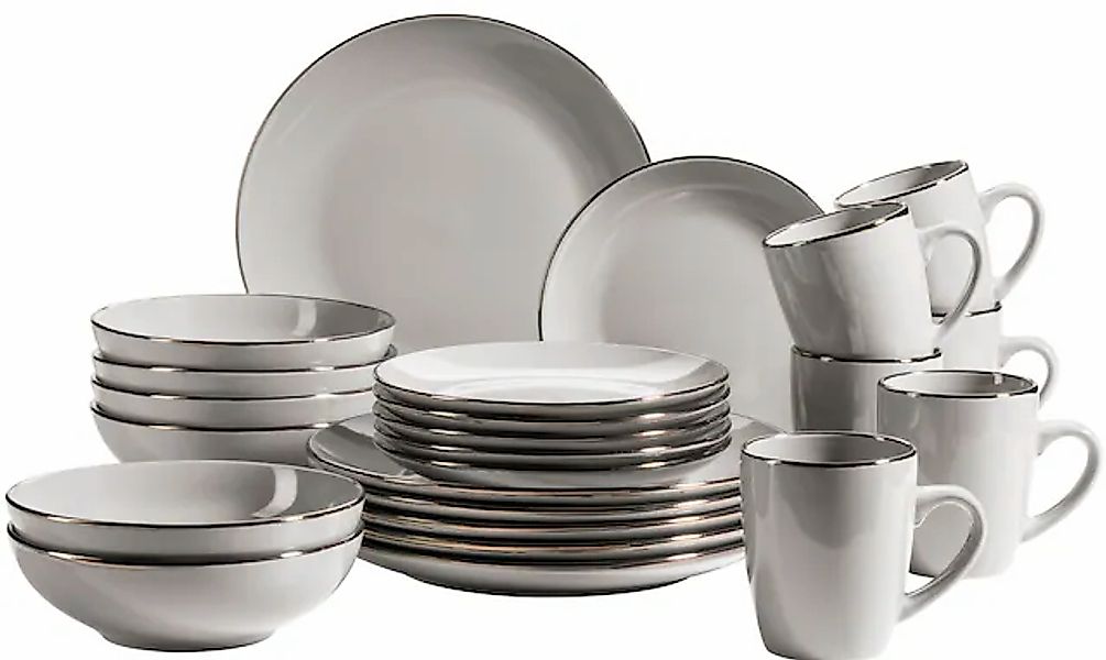 MÄSER Kombiservice »Geschirr-Set, Service Metallic Rim«, (Set, 24 tlg.), me günstig online kaufen
