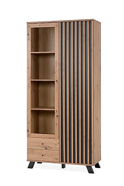 Vitrine inkl. 2 Türen und 2 Schubladen MEDAN 52A von Finori Artisan Eiche / günstig online kaufen