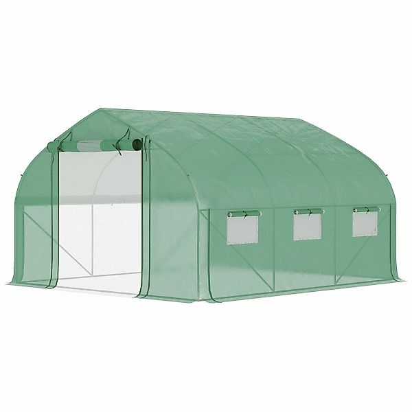 Outsunny Gewächshaus Tunnel, 10,4 m², Gewächshaus, UV-beständig, rollbare R günstig online kaufen