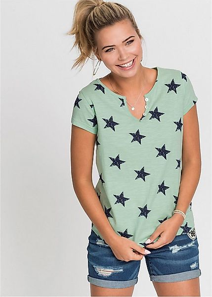 bonprix T-Shirt Shirt mit Sternprint aus reiner Baumwolle günstig online kaufen