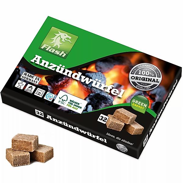 Flash Anzündwürfel aus Holz und Wachs 32 Stück günstig online kaufen