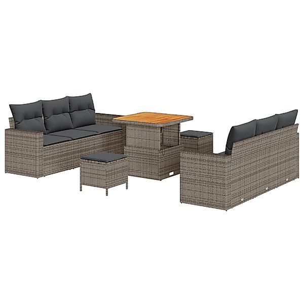 vidaXL Garten-Sofa-Set Höhenverstellbar 9-Tlg Grau Poly Rattan 3361568 günstig online kaufen