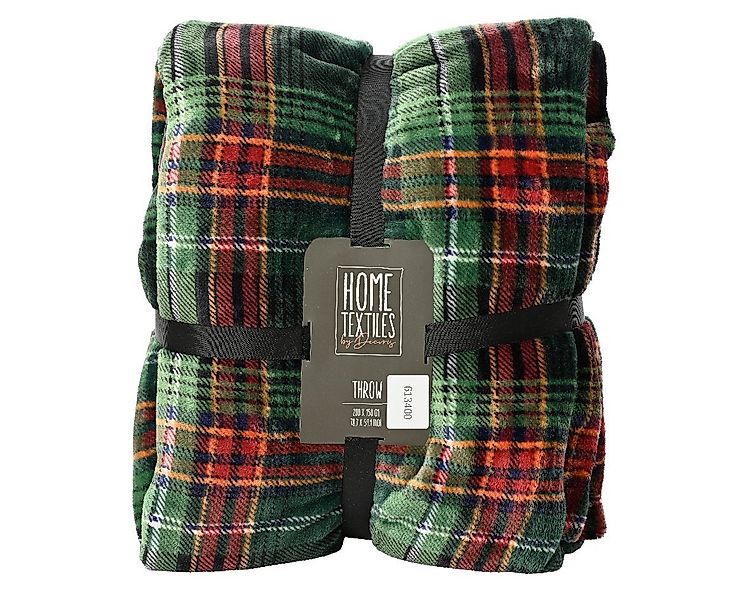 Plaid, Kaemingk, Kuscheldecke Fleecedecke 150x200cm grün rot kariert günstig online kaufen