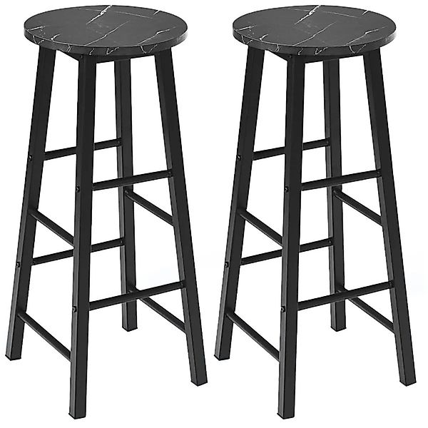 Costway Barhocker 2er Set mit Marmor Optik und Fußstütze Schwarz günstig online kaufen