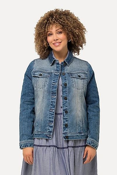 Ulla Popken Jeansjacke Jeansjacke Streifen Hemdkragen Knopfleiste günstig online kaufen