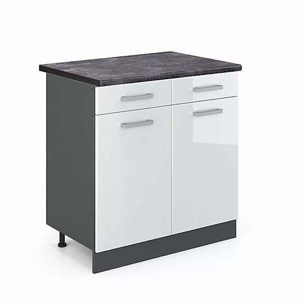 Vicco Unterschrank R-Line, Weiß Hochglanz/Anthrazit, 80 cm, AP Anthrazit günstig online kaufen