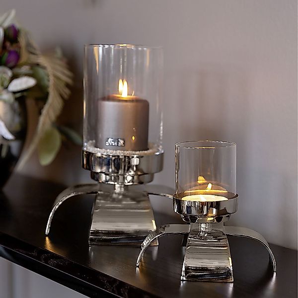 Fink Kerzenleuchter AARON Leuchter - H. 29cm x D. 22,5cm - silber - Alumini günstig online kaufen