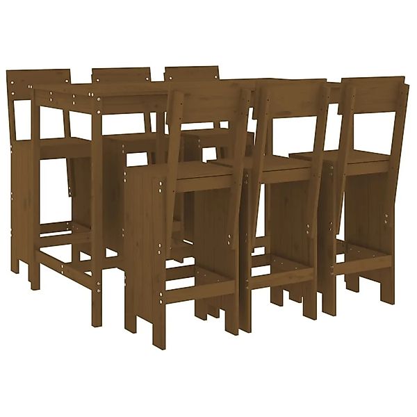 vidaXL 7-tlg Gartenbar-Set Honigbraun Massivholz Kiefer Modell 2 günstig online kaufen