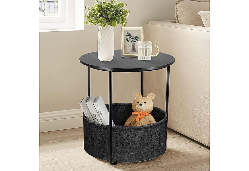 BlingBin Beistelltisch Rund Couchtisch mit Stauraum Korb aus Stoff, Kleiner günstig online kaufen