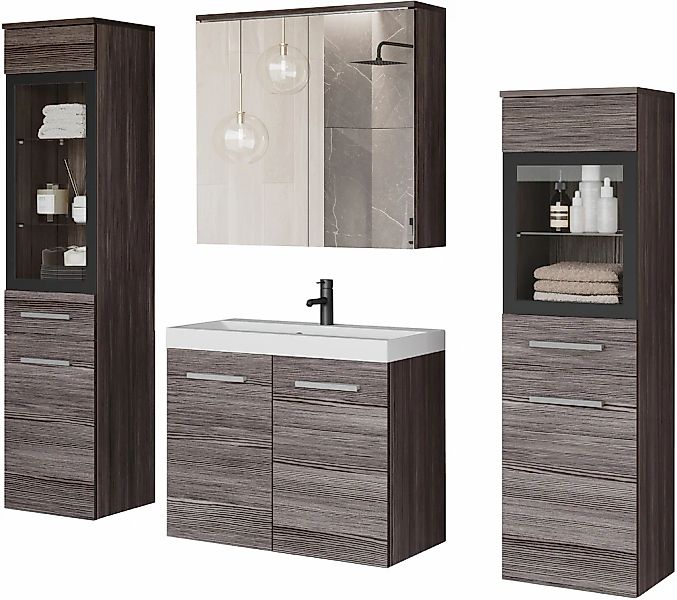 welltime Badmöbel-Set "MADRIT II, Schrank mit Waschbecken, 2 Hänger, Spiege günstig online kaufen