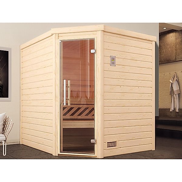 Weka Massivholzsauna Turku 2 Sparset 7,5 kW OS Glastür günstig online kaufen