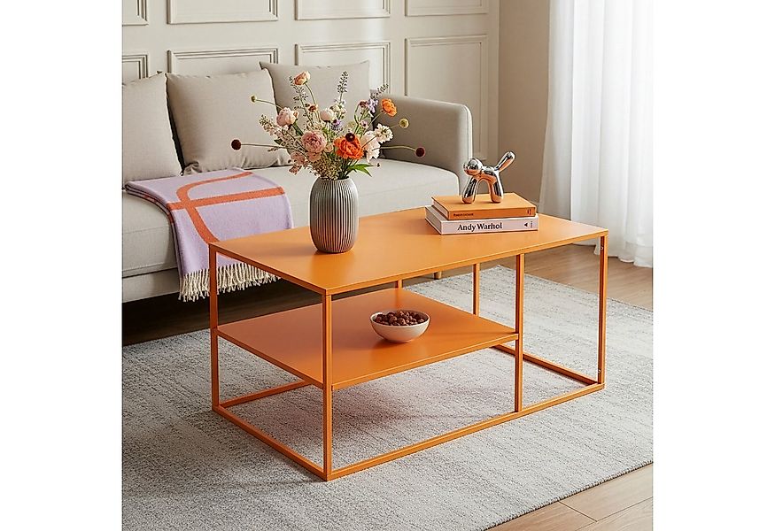 en.casa Couchtisch, »Solund« Beistelltisch Stahl 45x90x60 cm Orange günstig online kaufen