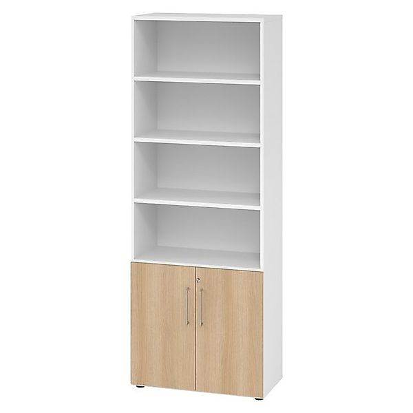 bümö Aktenschrank smart Kombischrank - 2 plus 4 Ordnerhöhen Dekor: Weiß/Eic günstig online kaufen