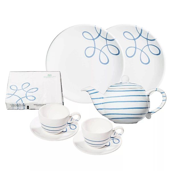 Gmundner Keramik Pur Geflammt Blau Starter-Set Tee 8-tlg. günstig online kaufen