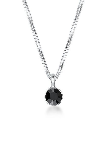Elli Kette mit Anhänger Solitär Glas Kristalle Schwarz 925 Sterling Silber günstig online kaufen