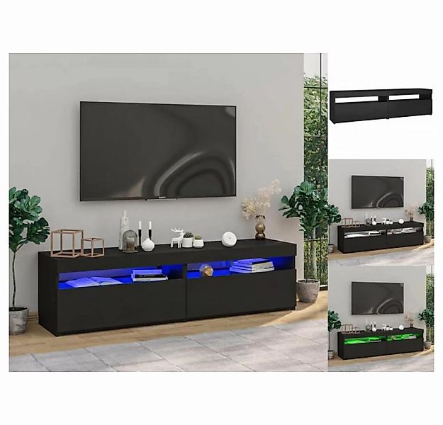 vidaXL TV-Schrank TV-Schränke 2 Stk mit LED-Leuchten Schwarz 75x35x40 cm Lo günstig online kaufen